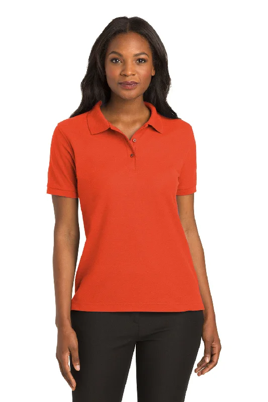 Port Authority Womens Silk Touch Wrinkle Resistant Short Sleeve Polo Shirt - Orange