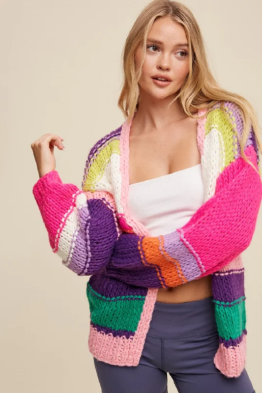 Kelsey Color Block Knit Sweater Cardigan