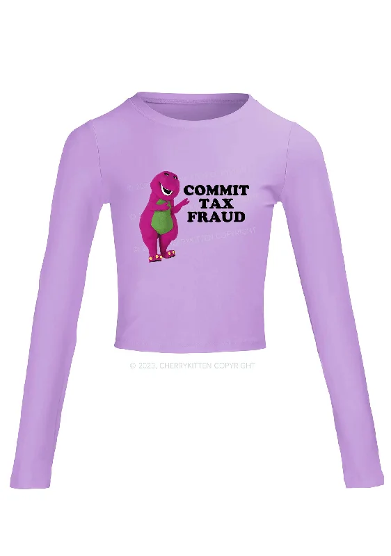 Commit Tax Fraud Long Sleeve Crop Top Cherrykitten