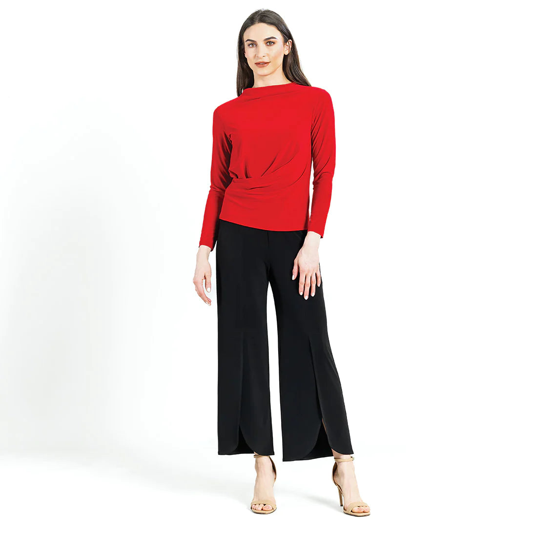 Red  Boat Neck Draped Top