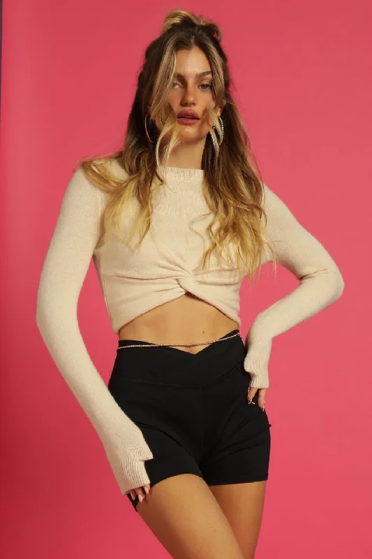 Jeenie Cropped Twist Sweater