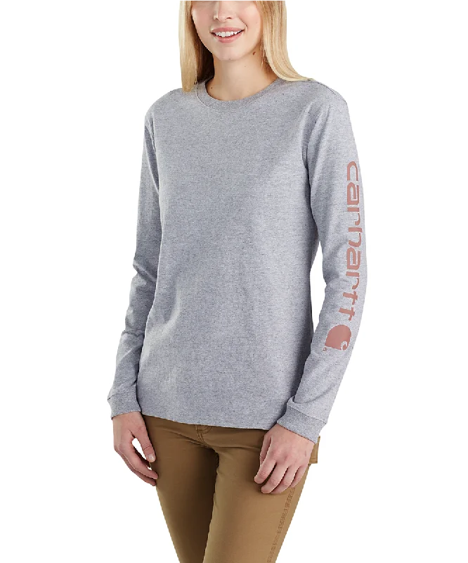 Carhartt Women's Signature Sleeve Logo Long Sleeve T-shirt - Heather Grey