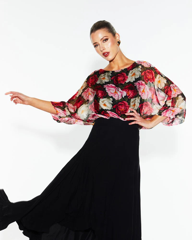 Sunlight and Shadow Silk Top - Oscar Floral