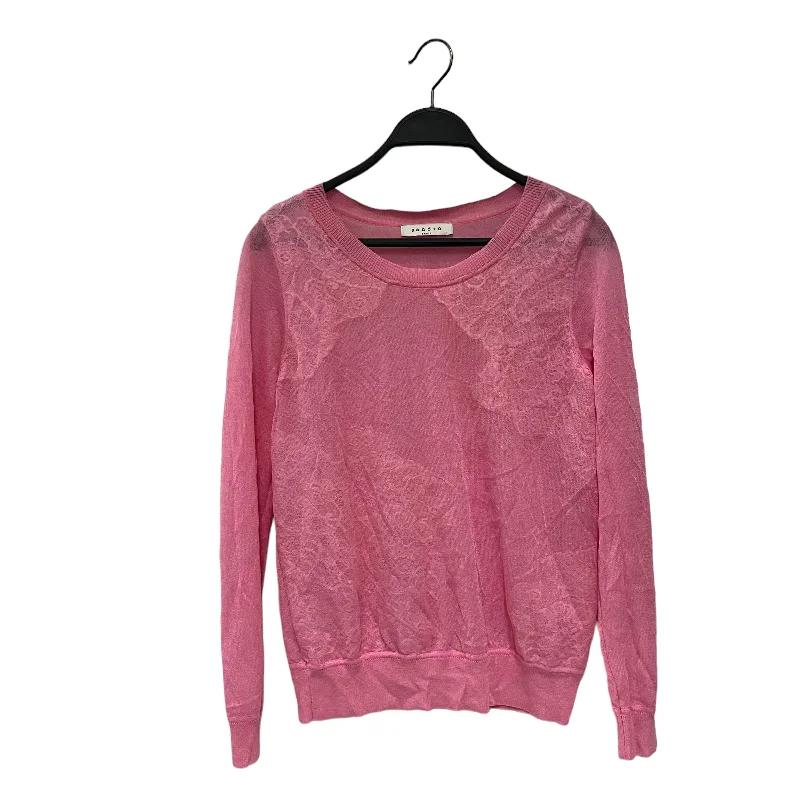 Special Price Sandro Paris/LS T-Shirt/M/PNK/Viscose Lace Scoop Neck Blouse