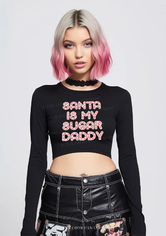 Santa Sugar Daddy Long Sleeve Crop Top Cherrykitten