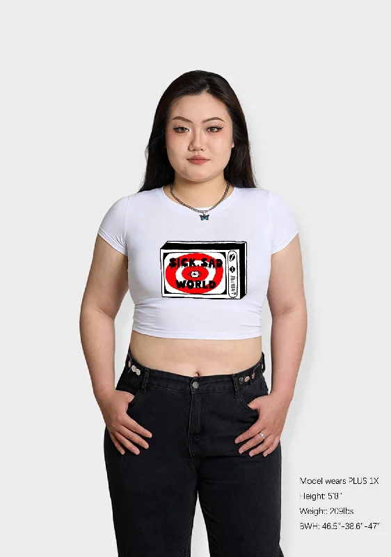 Curvy Sick Sad World Eyes Baby Tee