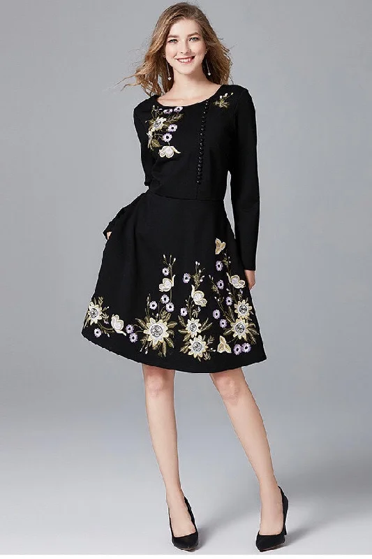 Floral Embroidered Midi Dress