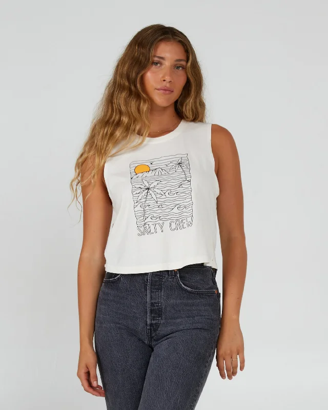 Weekend Specials to Cherish Joy Cropped Tank - Off White