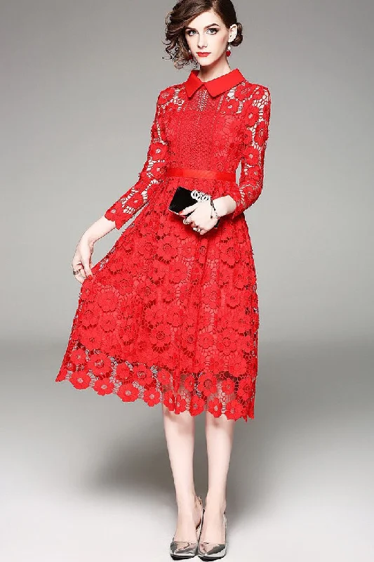 Red All Over Lace Dress