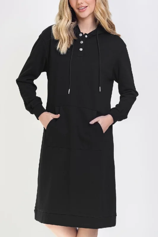 HOODIE DRESS 42" (BLACK)