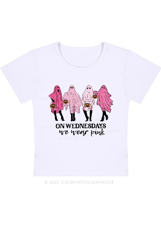 On Wednesday We Wear Pink Ghost Halloween Baby Tee Cherrykitten