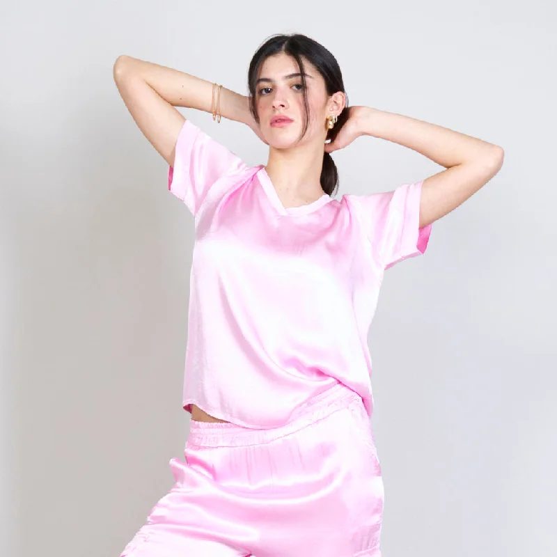 Hurry In Satin viscose t-shirt wholesale