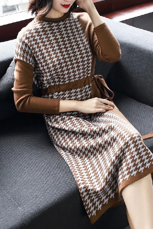 Houndstooth Sweater Dress