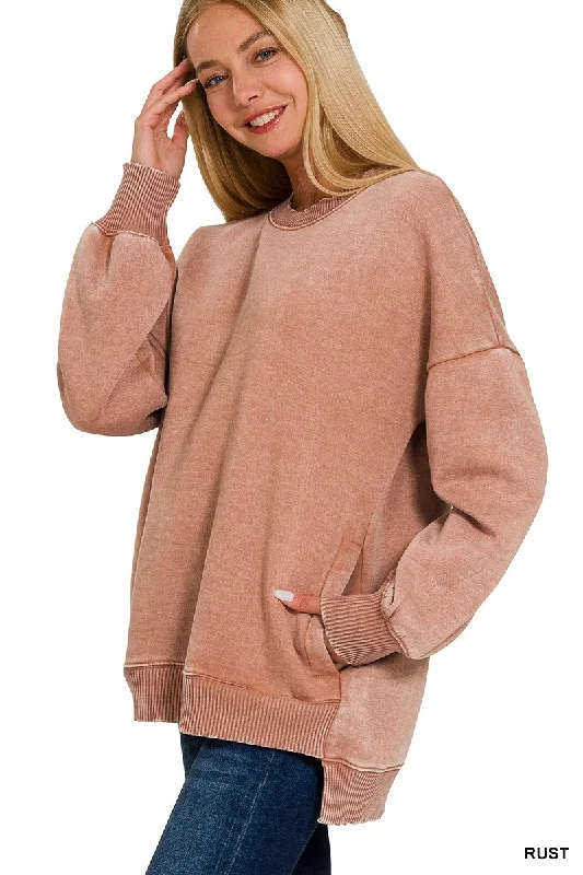 Logan Mineral washed Fleece Pullover