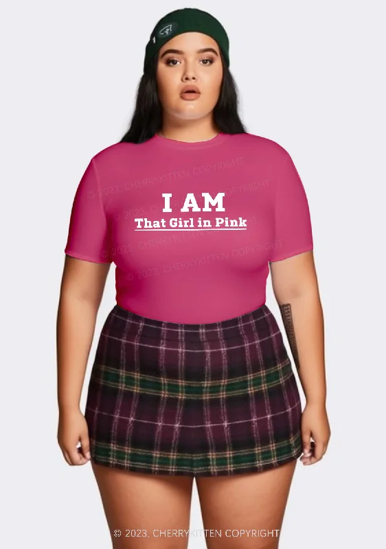 Curvy I Am That Girl In Pink Baby Tee Cherrykitten