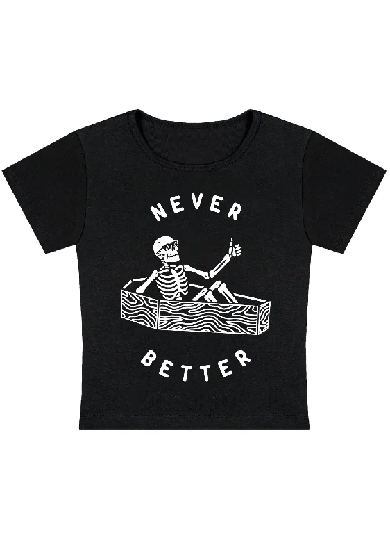 Halloween Never Better Skeleton Y2K Baby Tee