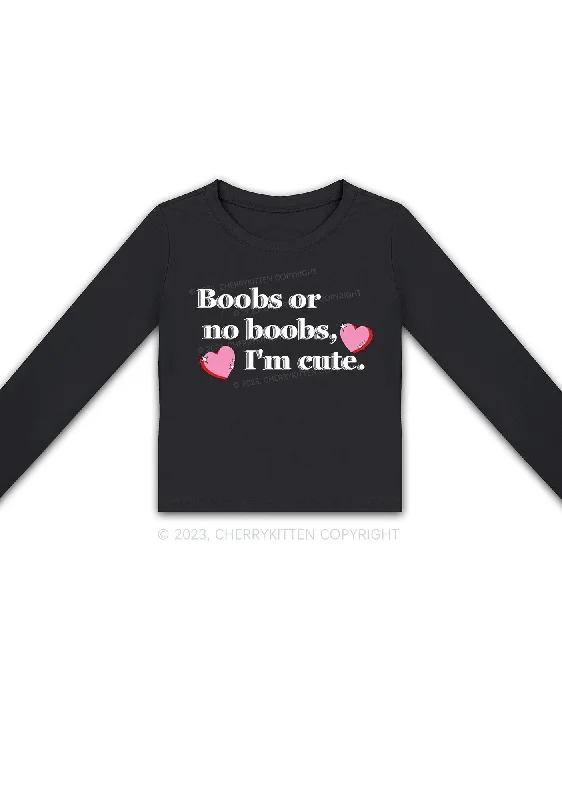 I'm Cute Long Sleeve Crop Top Cherrykitten