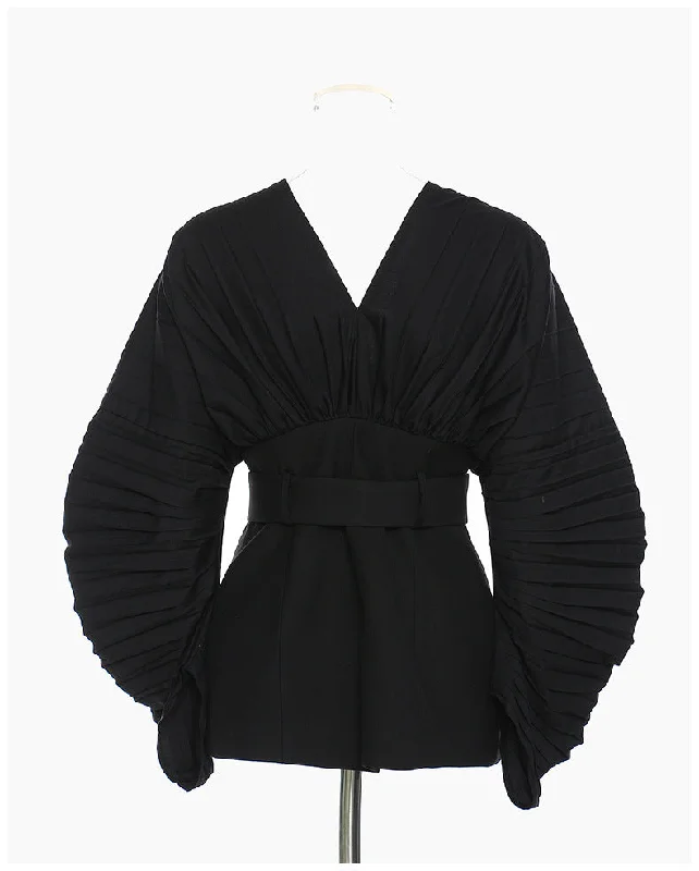 Woman Clothing Oversized Design Ruched Draped Zippers black Color Shirt Coat Casual Women's Jackets