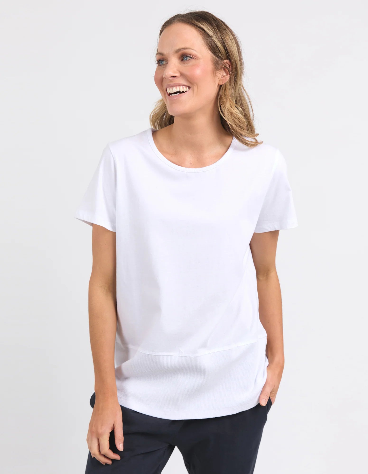 Rib Short Sleeve Tee White