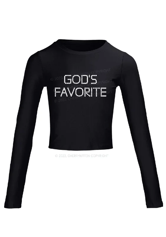 God's Favorite Long Sleeve Crop Top Cherrykitten