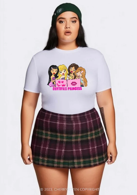 Curvy Certified Princess Lip Print Y2K Baby Tee Cherrykitten