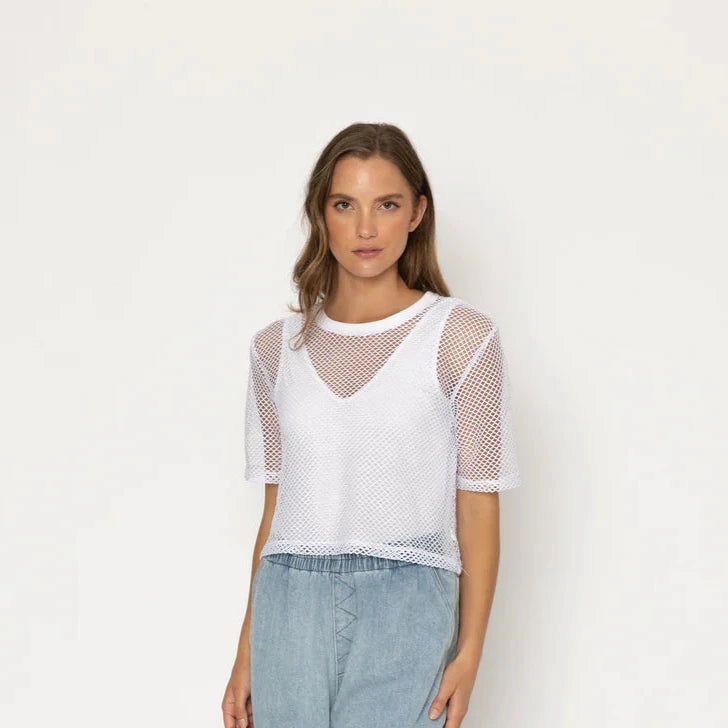 ARROW MESH TOP -WHITE