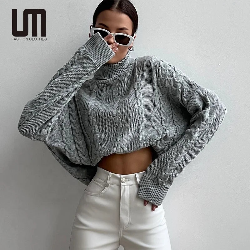 Liu Ming Good Quality Winter 2024 Fashion Women Clothing Knitted Pullovers Solid Color Soft Knitwear Jumpers Basic Sweaters