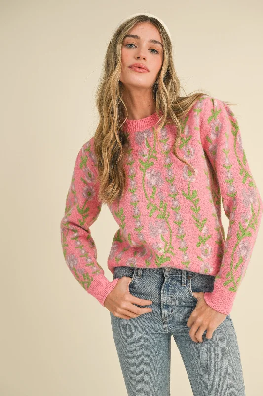 Floral Knit Sweater Top