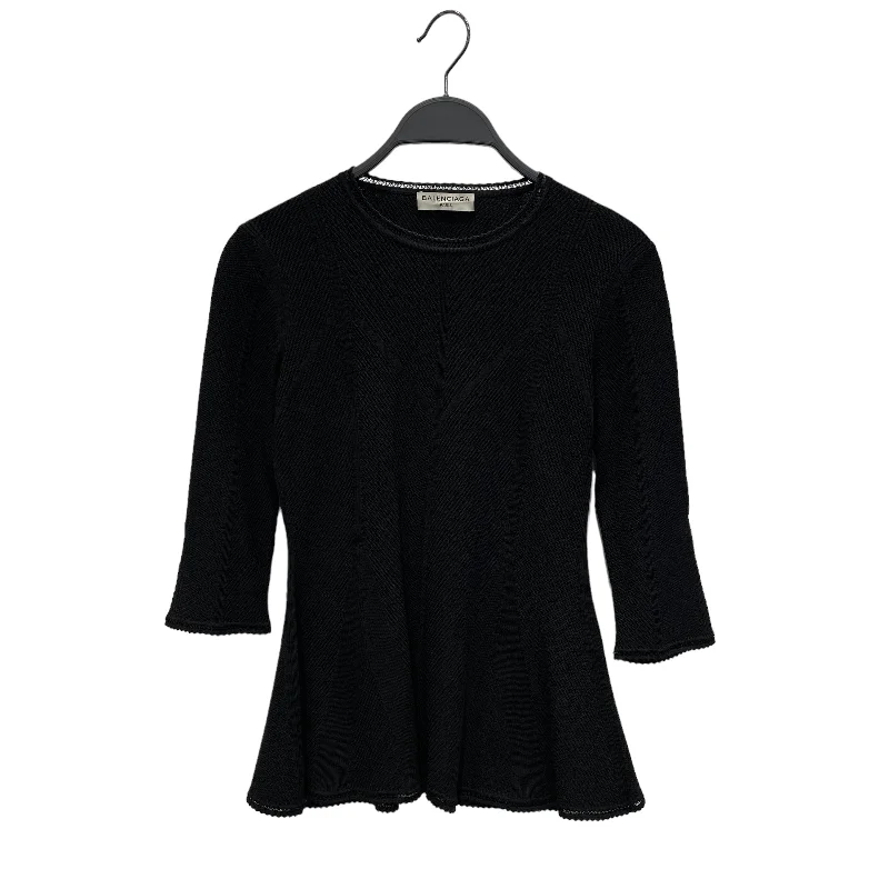 Weekend Specials to Cherish BALENCIAGA/LS Cut & Sew/34/Polyester/BLK/MIDDLE ARM KNIT TOP