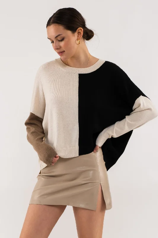 Isadora Color Block Sweater Knit Top