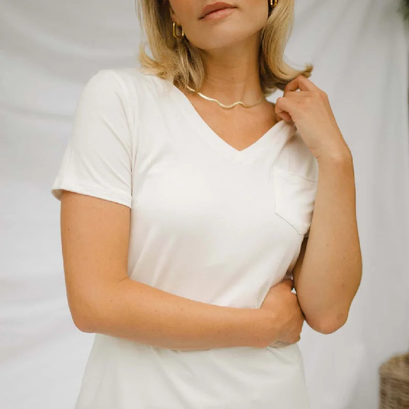 The Best Prices Basic V Neck Tee, Bamboo Ivory