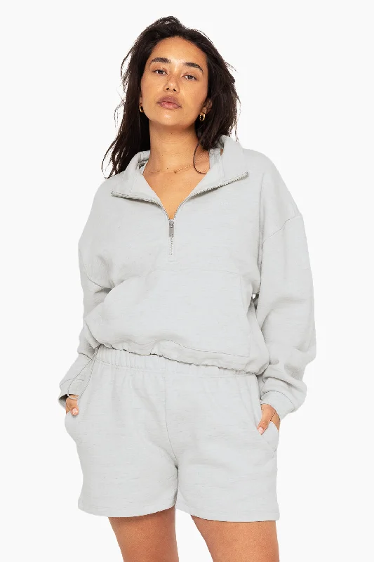 HEAVYWEIGHT SWEATS HALF ZIP - HEATHER GREY